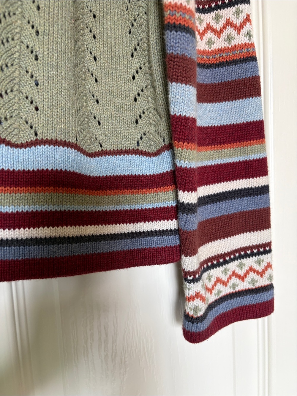 Hanna Andersson tie front cardigan ribbon woman’s sz L Fair Isle Tie M? - Picture 3 of 9